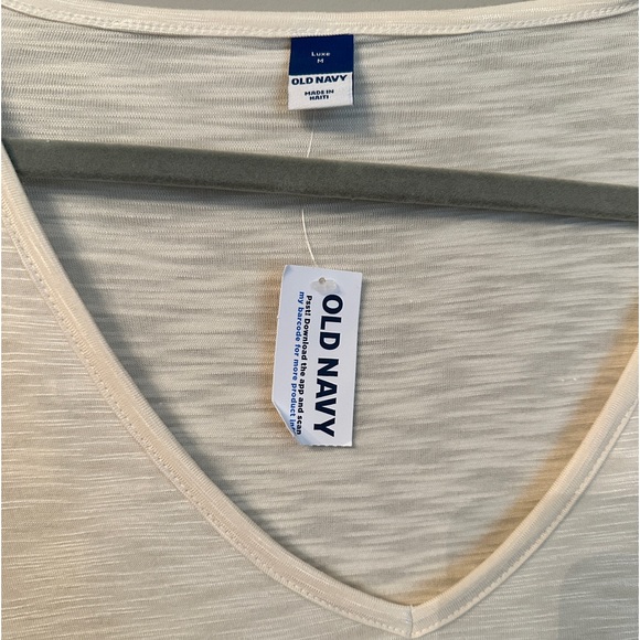 NWT Old Navy Luxe Slub Knit V Neck Short Sleeve Shirt  Ivory T-shirt M - Picture 6 of 8